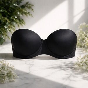 Maidenform Strapless Bra Womens 38DD Black Excellent DM9472 Underwire Padded